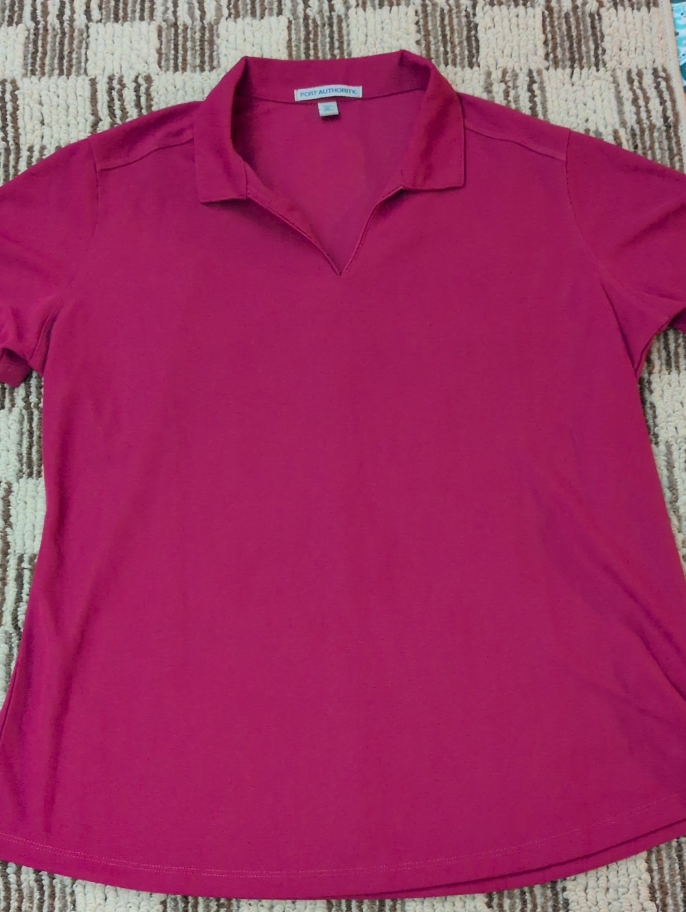 Port Authority Women's Deep Pink Polo-Style Short Sleeve Shirt